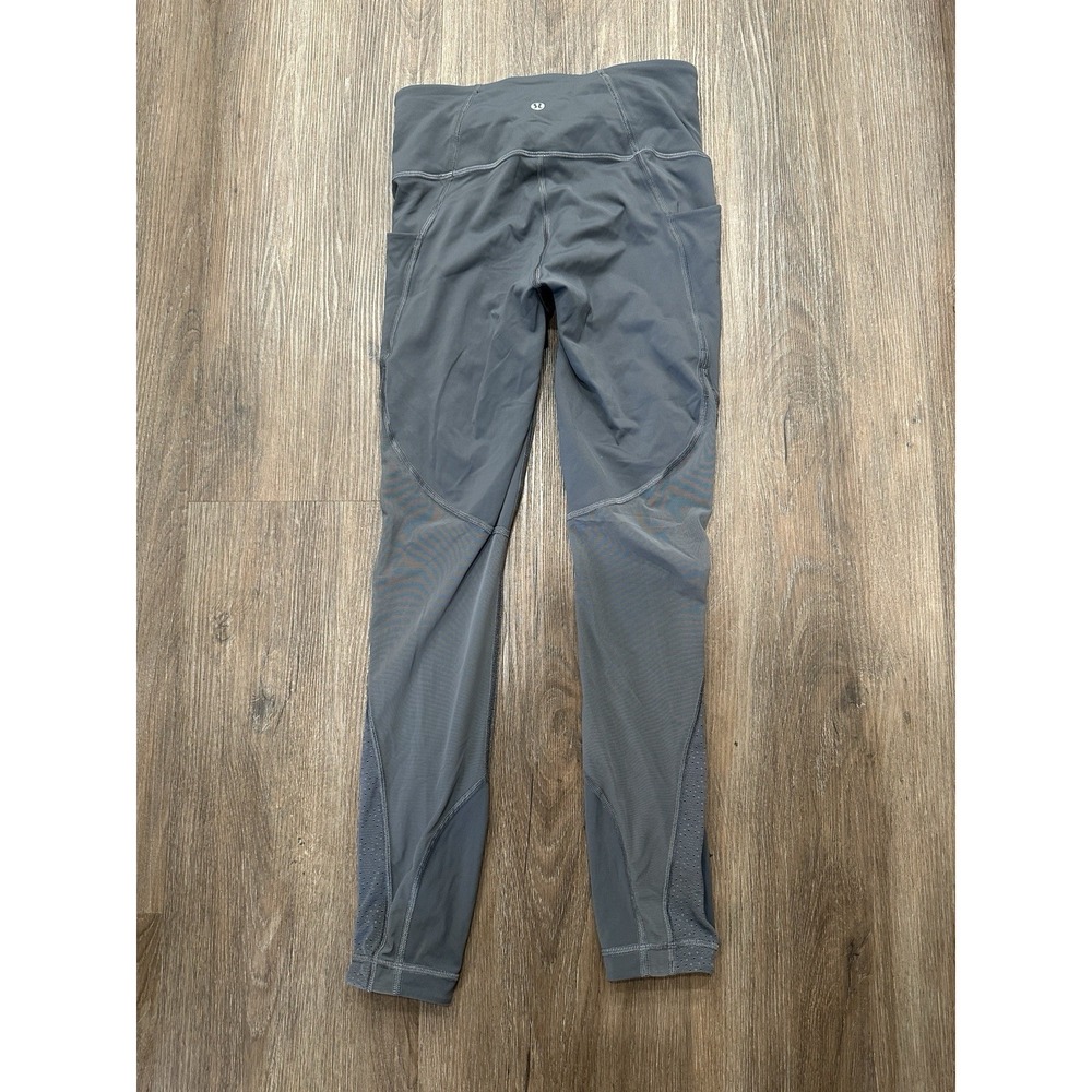 Lululemon Leggings Womens 4 Run Smoothly 7/8 Titanium 25" Mesh Run Yoga‎ Workout